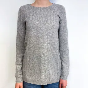 Smoke Grey Longline Cashmere Crew Neck Jumper Extra Small