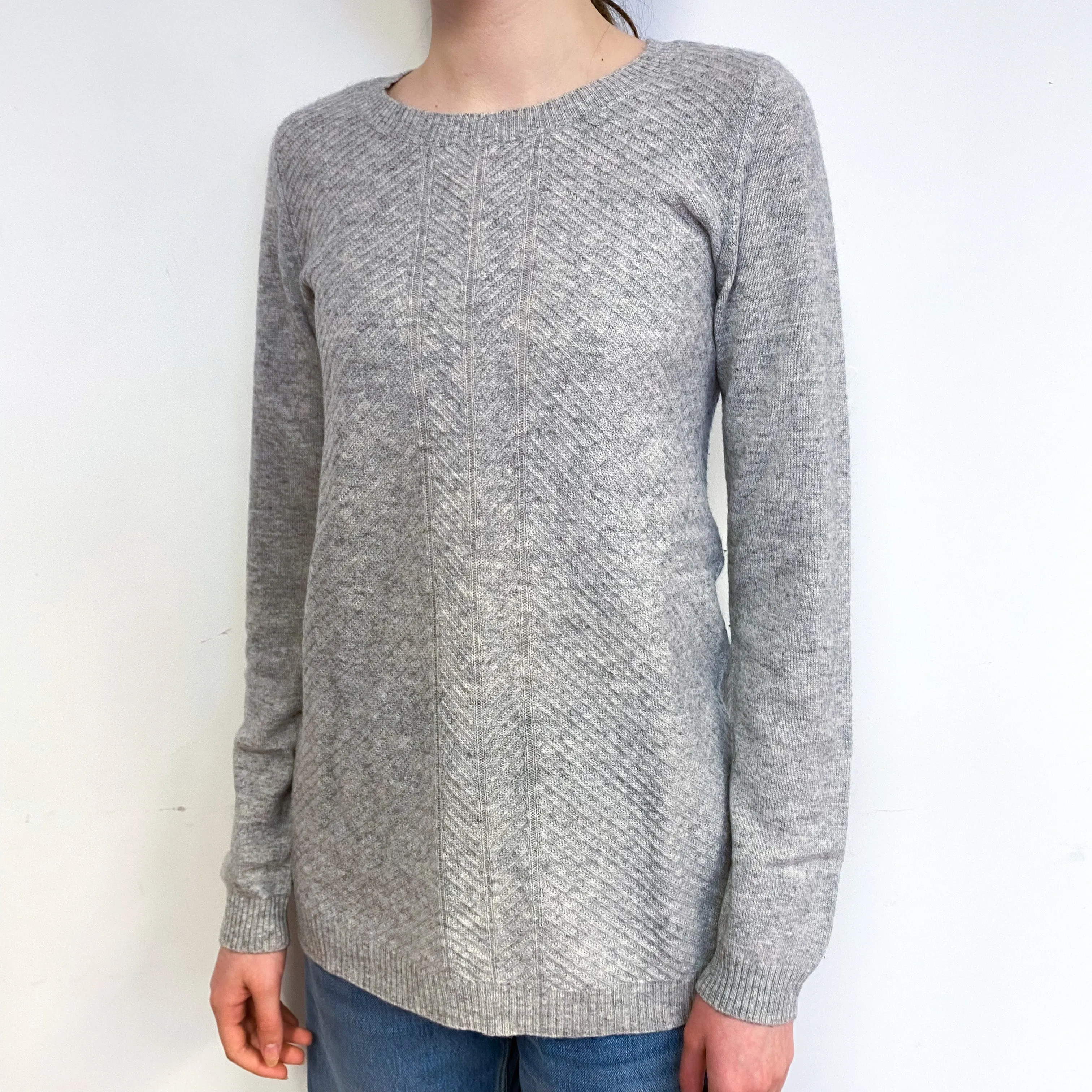 Smoke Grey Longline Cashmere Crew Neck Jumper Extra Small