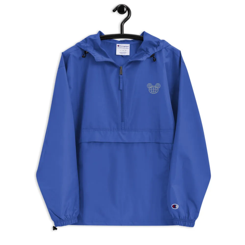 Spaceship Earth Mickey 1/2 Zip Embroidered Champion Packable Rain Jacket