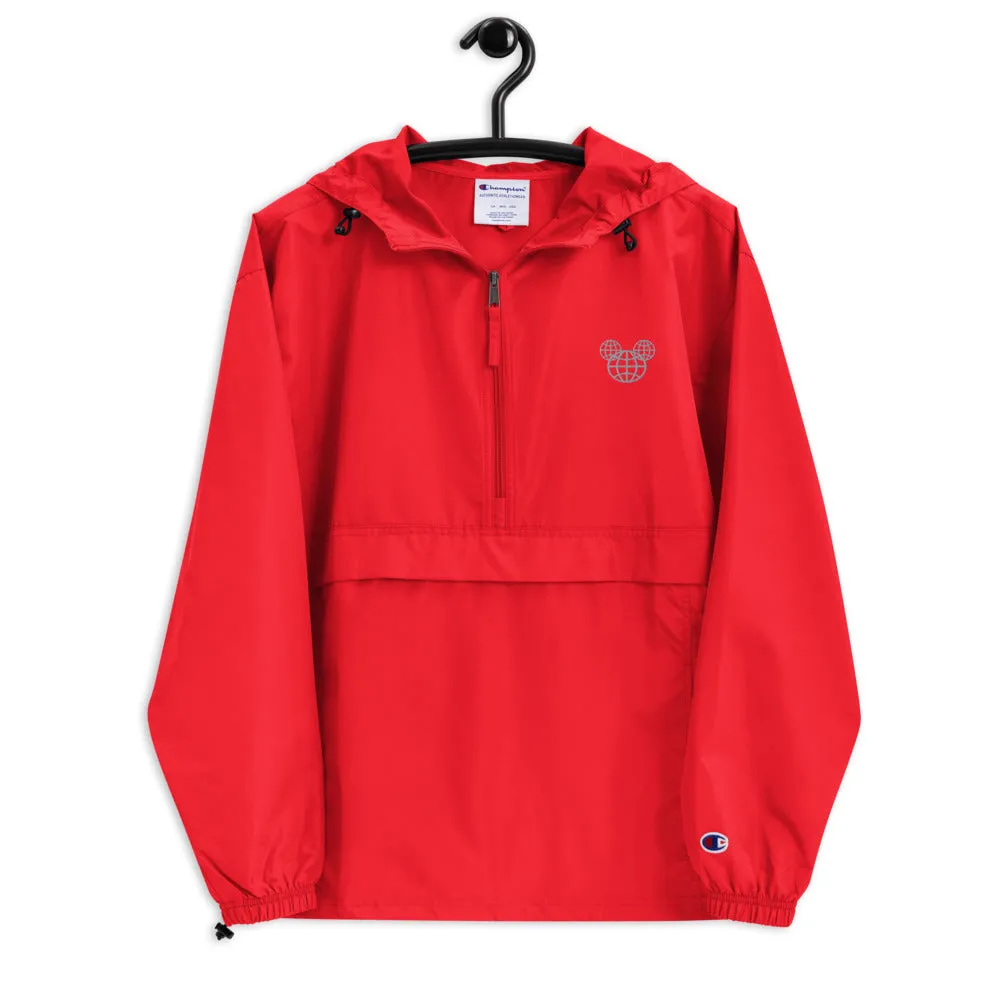 Spaceship Earth Mickey 1/2 Zip Embroidered Champion Packable Rain Jacket