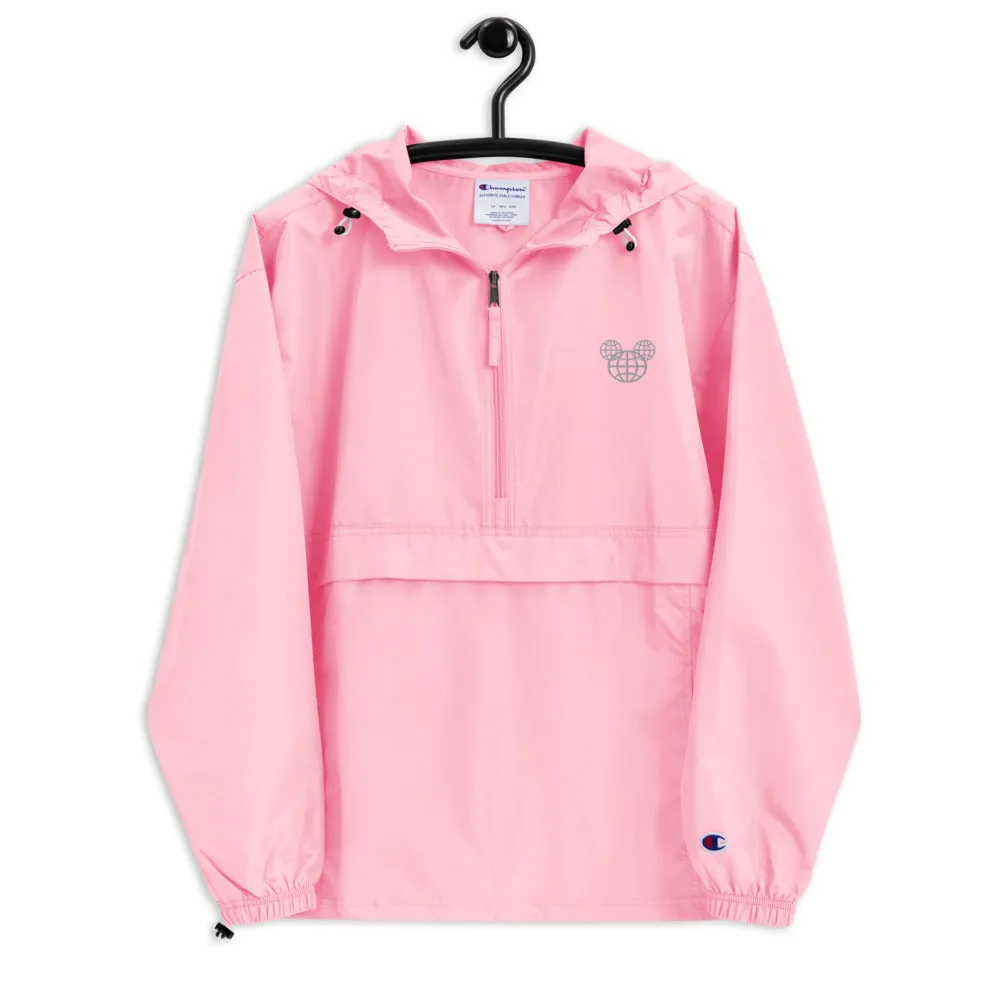 Spaceship Earth Mickey 1/2 Zip Embroidered Champion Packable Rain Jacket