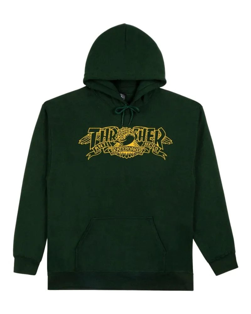 THRASHER X ANTIHERO Mag Banner Pullover Hoodie Forest Green