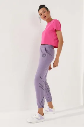 TMY Lilac Striped Comfortable Fit Elastic Cuff Women's Sweatpants - 94585 - North Vancouver