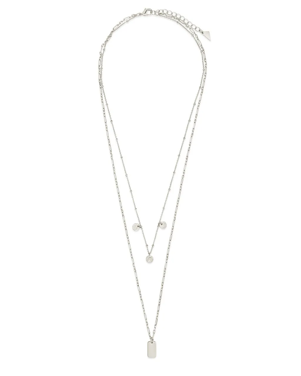 Two Layer Tag & Disk Charm Layered Necklace