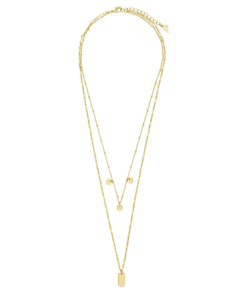 Two Layer Tag & Disk Charm Layered Necklace