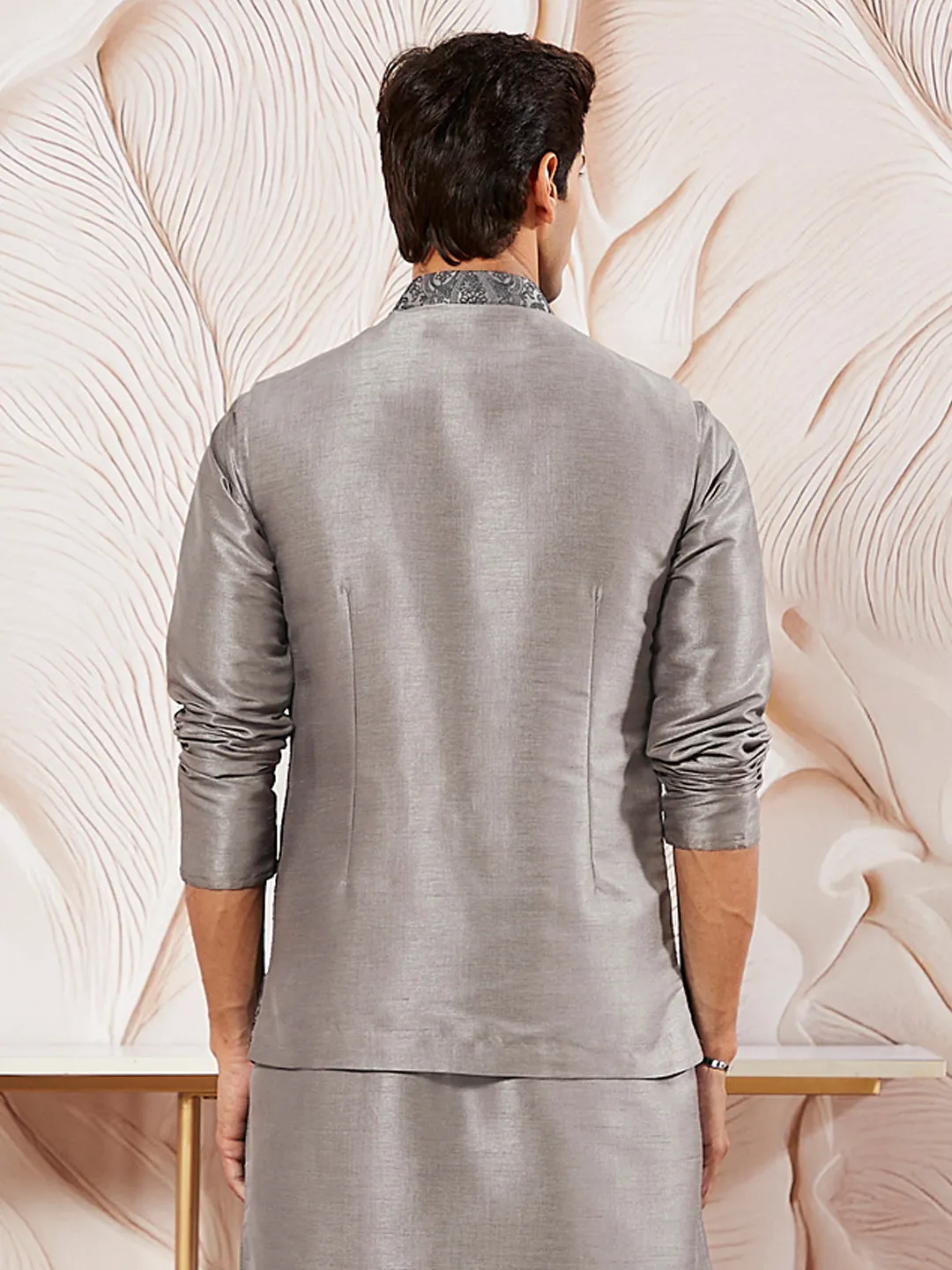 VASTRAMAY Men's Gray - Nehru Jacket