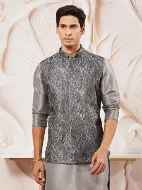 VASTRAMAY Men's Gray - Nehru Jacket