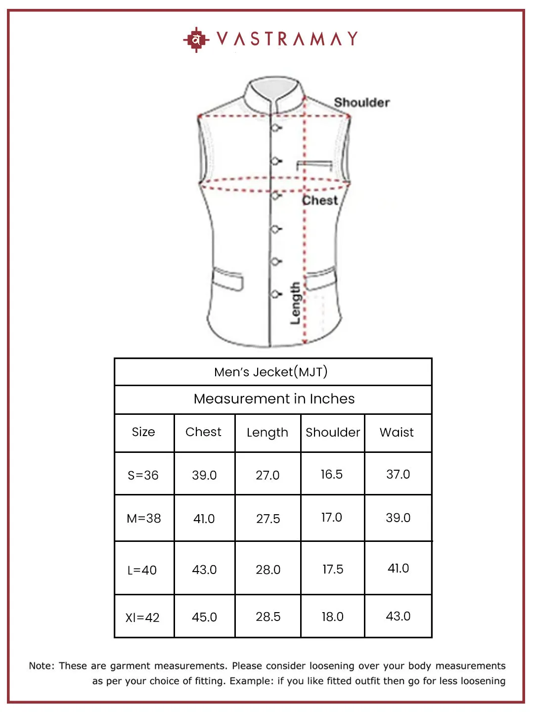 VASTRAMAY Men's Gray - Nehru Jacket