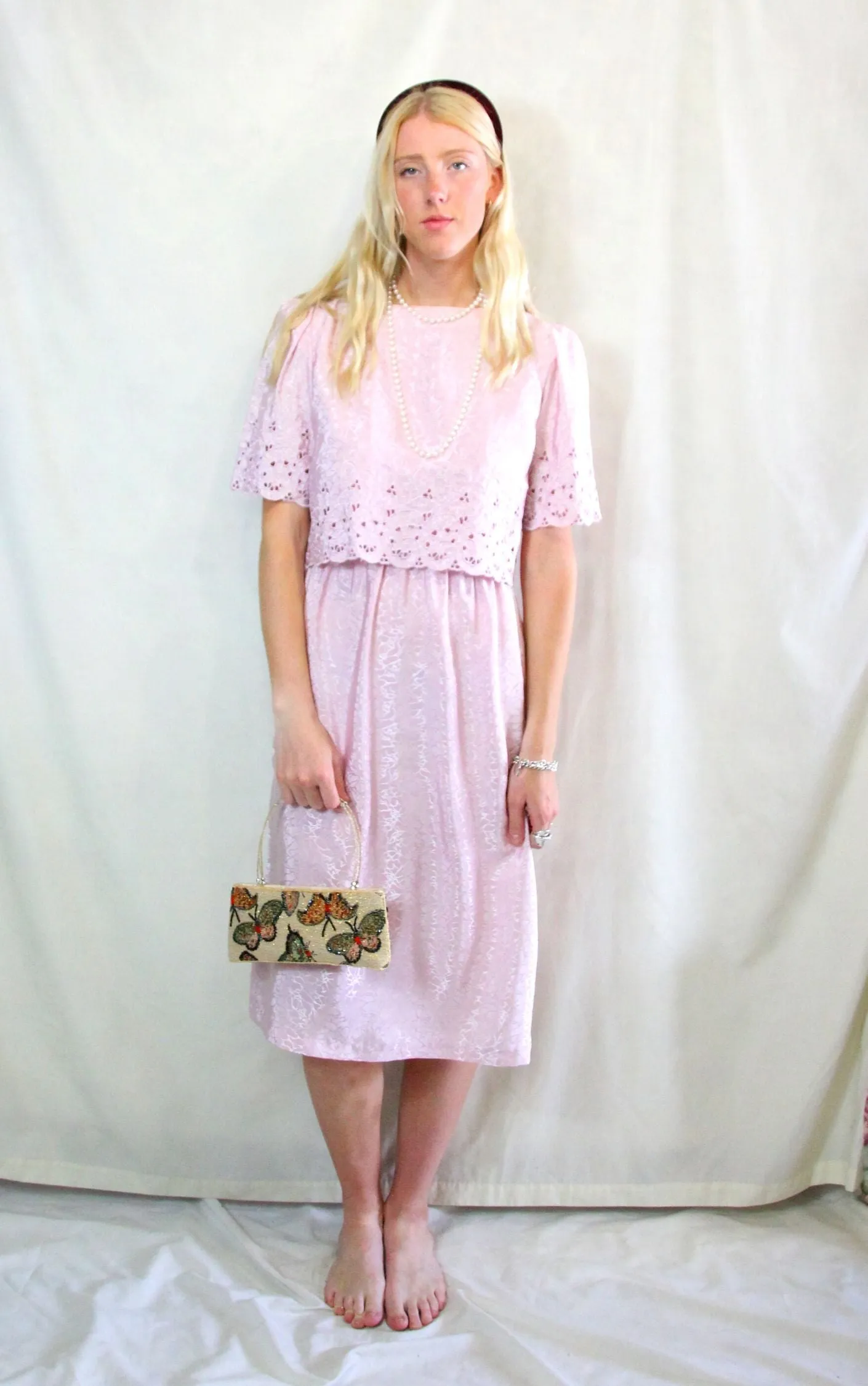 Vintage Pastel Pink Tea Dress