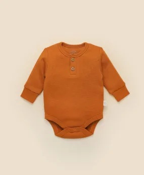 Waffle Long Sleeve Bodysuit - Ginger