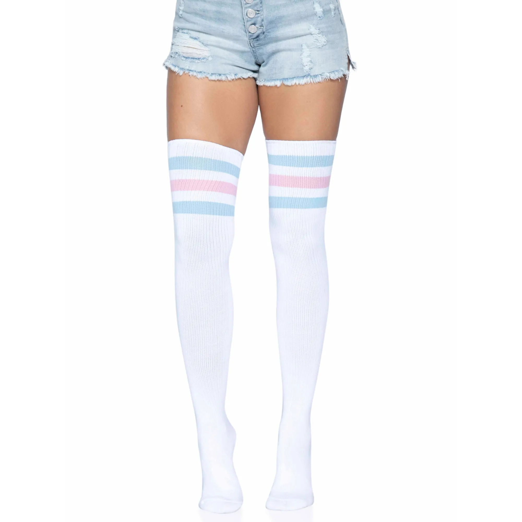 White Athletic Thigh-High Hosiery for Adults
