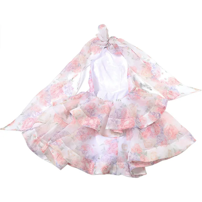 Women Floral Printed Backless Short Dress
