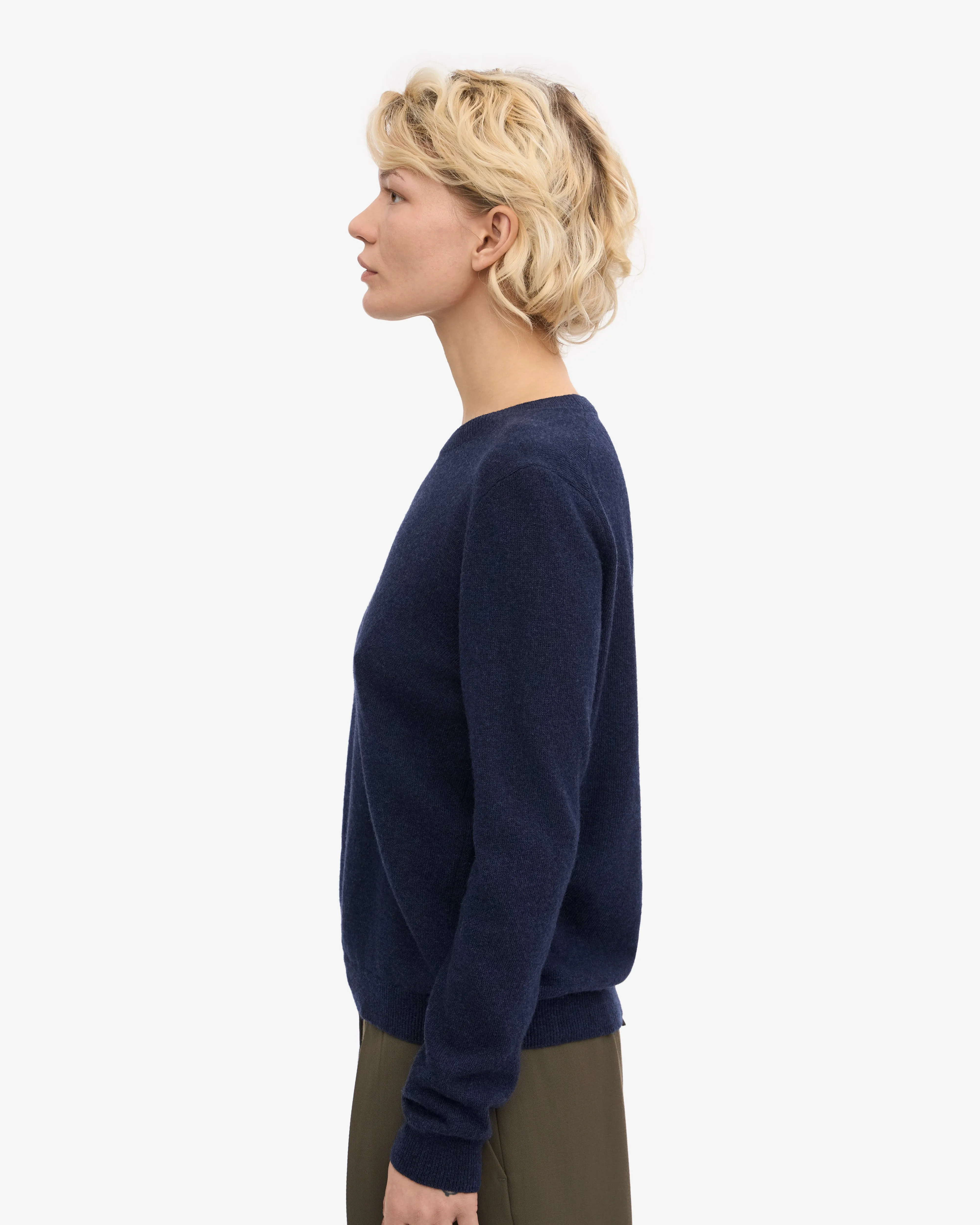 Women Light Merino Wool Crew - Marine Blue