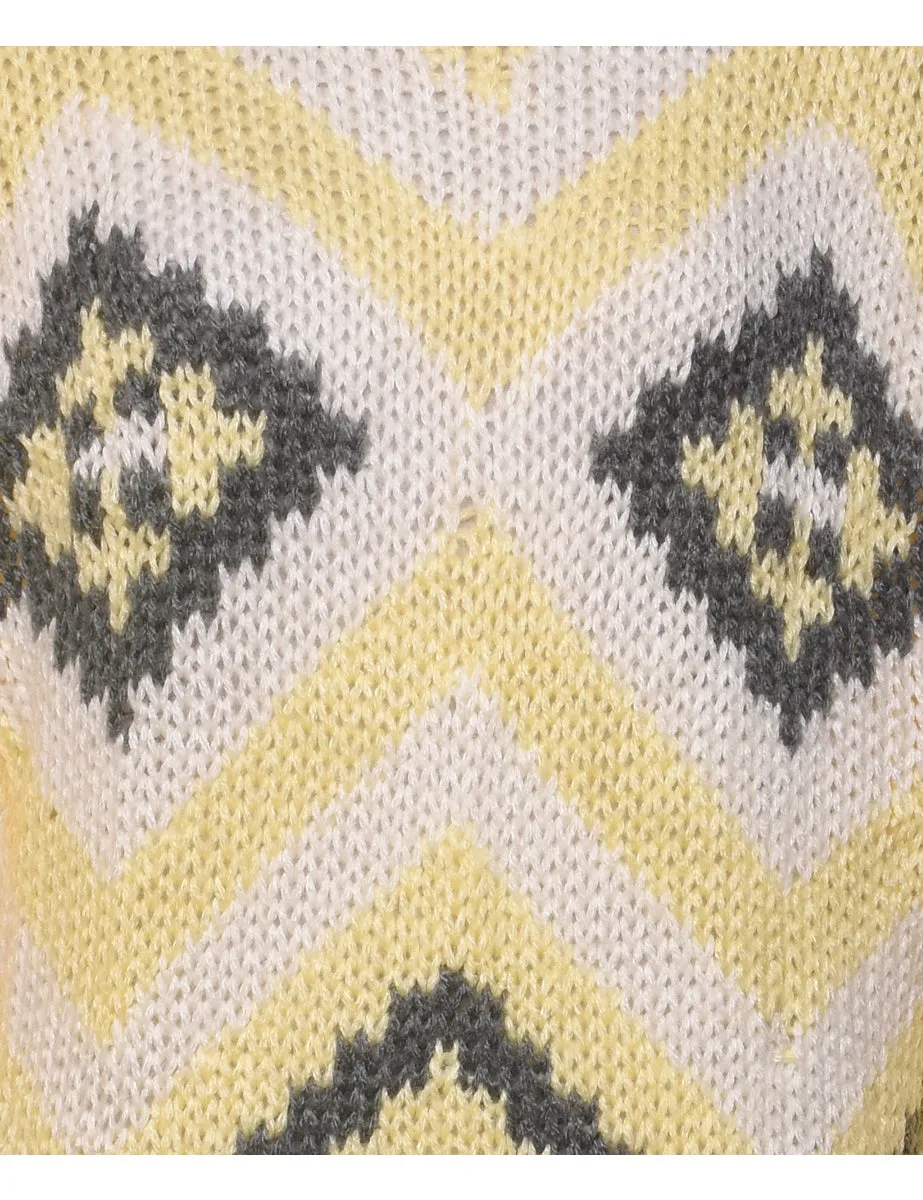 Yellow Nordic High Neck Jumper - M